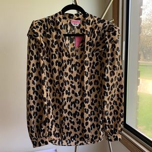 Kate Spade Forest Feline Tie-Neck Top